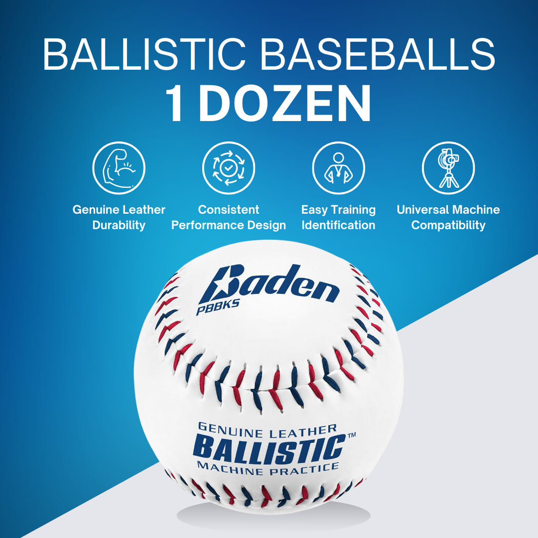 Baden Ballistic White 9" Leather Practice Baseballs - Pitch Machine Pros