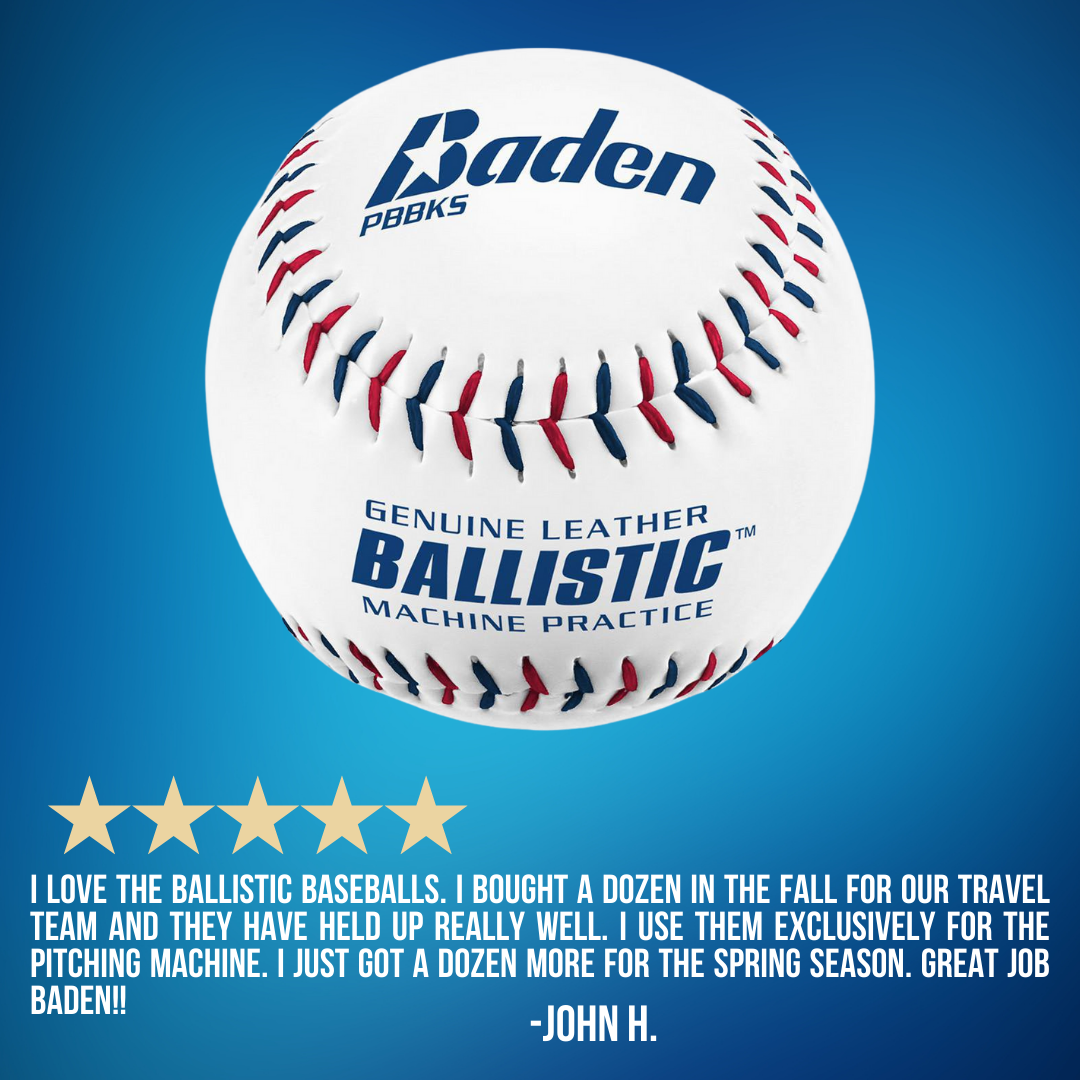 Baden Ballistic White 9" Leather Practice Baseballs - Pitch Machine Pros