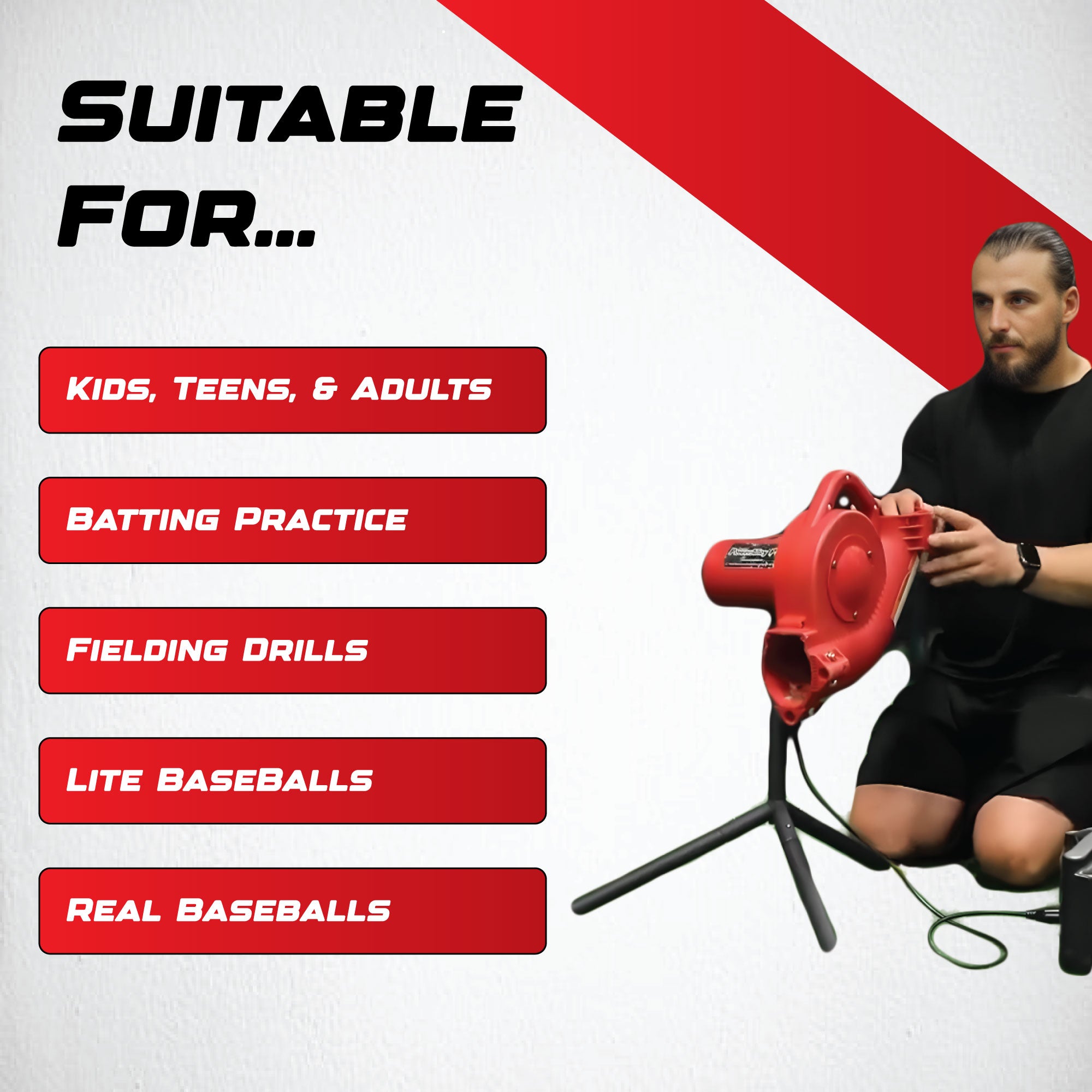 Real & Lite Baseball Pitching Machine - Pitch Machine Pros