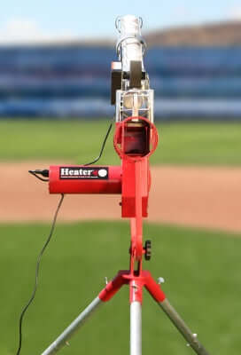Cricket Bowling Machine with Auto Ball Feeder - Heater Sports - Pitch Machine Pros