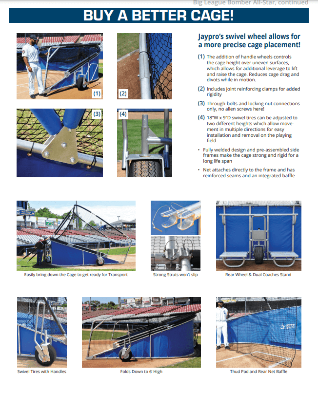 Jaypro Batting Cage Big League Series Bomber All-Star Batting Turtle BMR-1 - Pitch Machine Pros