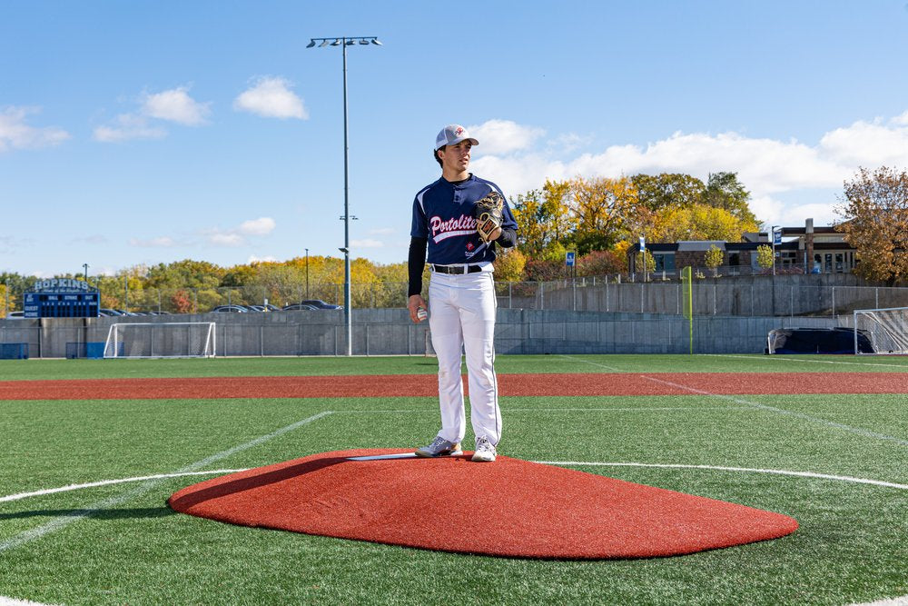 8" Baseball Game Mound Two Piece - Portolite - Green/Clay/Red/Tan Options - Pitch Machine Pros