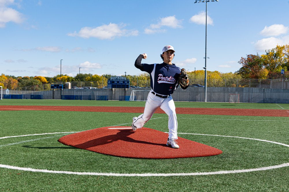8" Baseball Game Mound Two Piece - Portolite - Green/Clay/Red/Tan Options - Pitch Machine Pros