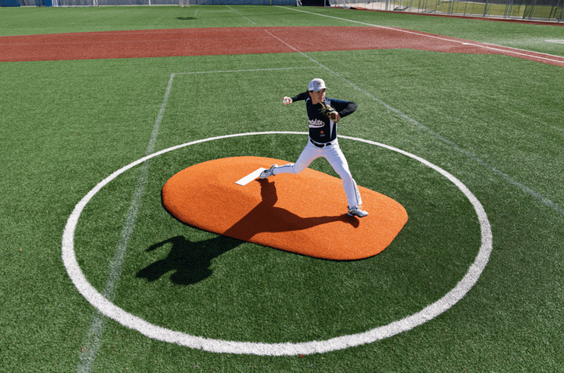 8" Baseball Game Mound Two Piece - Portolite - Green/Clay/Red/Tan Options - Pitch Machine Pros