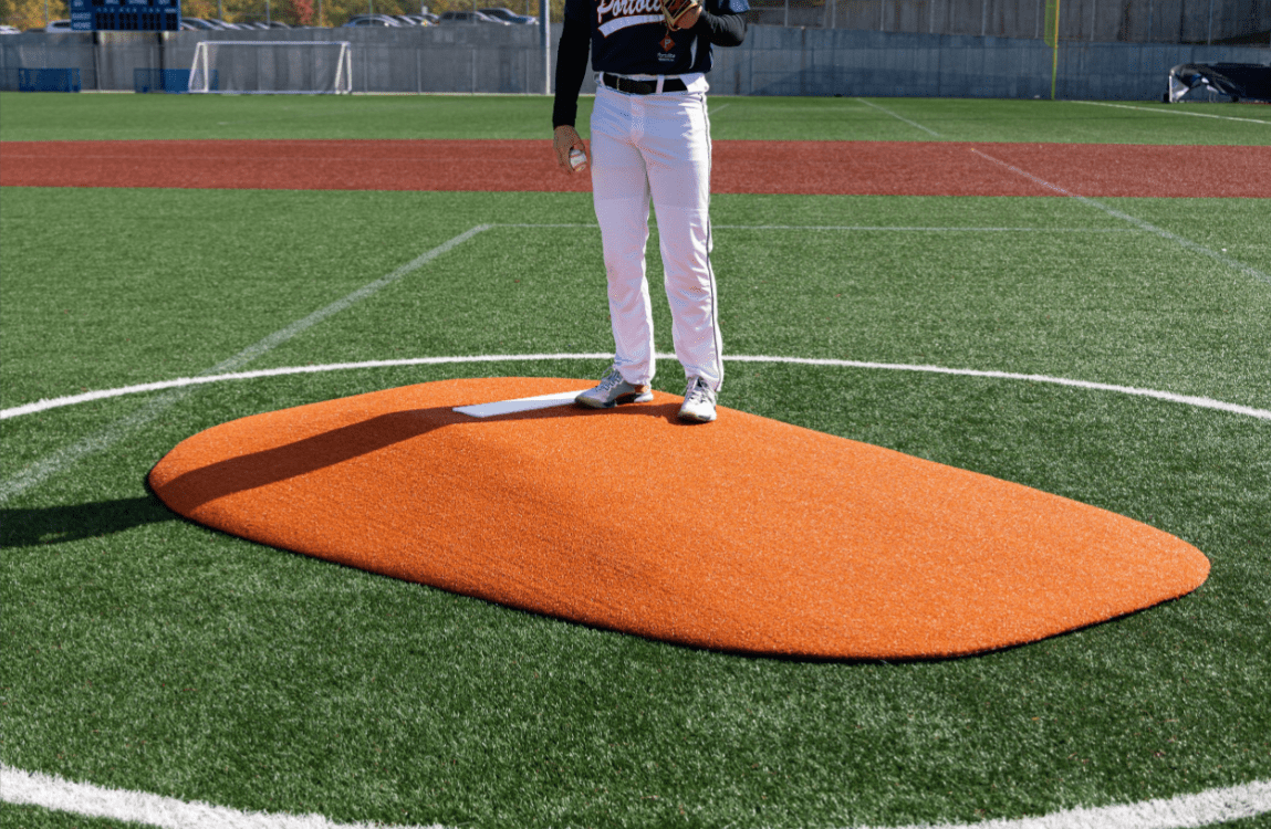8" Baseball Game Mound Two Piece - Portolite - Green/Clay/Red/Tan Options - Pitch Machine Pros
