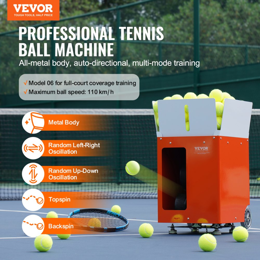 Vevor Pro Automatic Portable Tennis Ball Launcher - Pitch Machine Pros