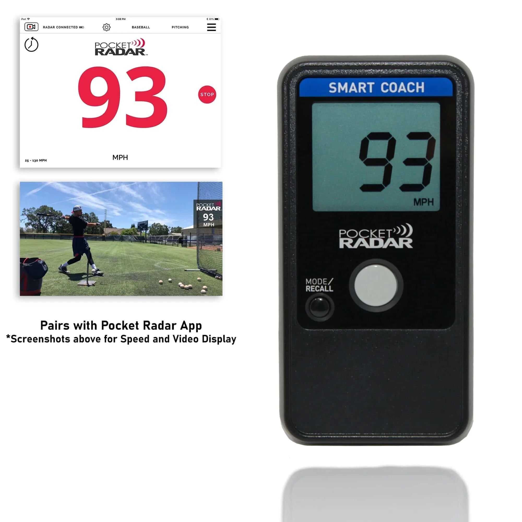 Smart Coach Baseball Radar Gun-Pocket Radar - Pitch Machine Pros