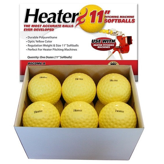 11 Inch Optic Yellow Dimpled Combo Pitching Machine Softballs - Regulation Weight - Pitch Machine Pros