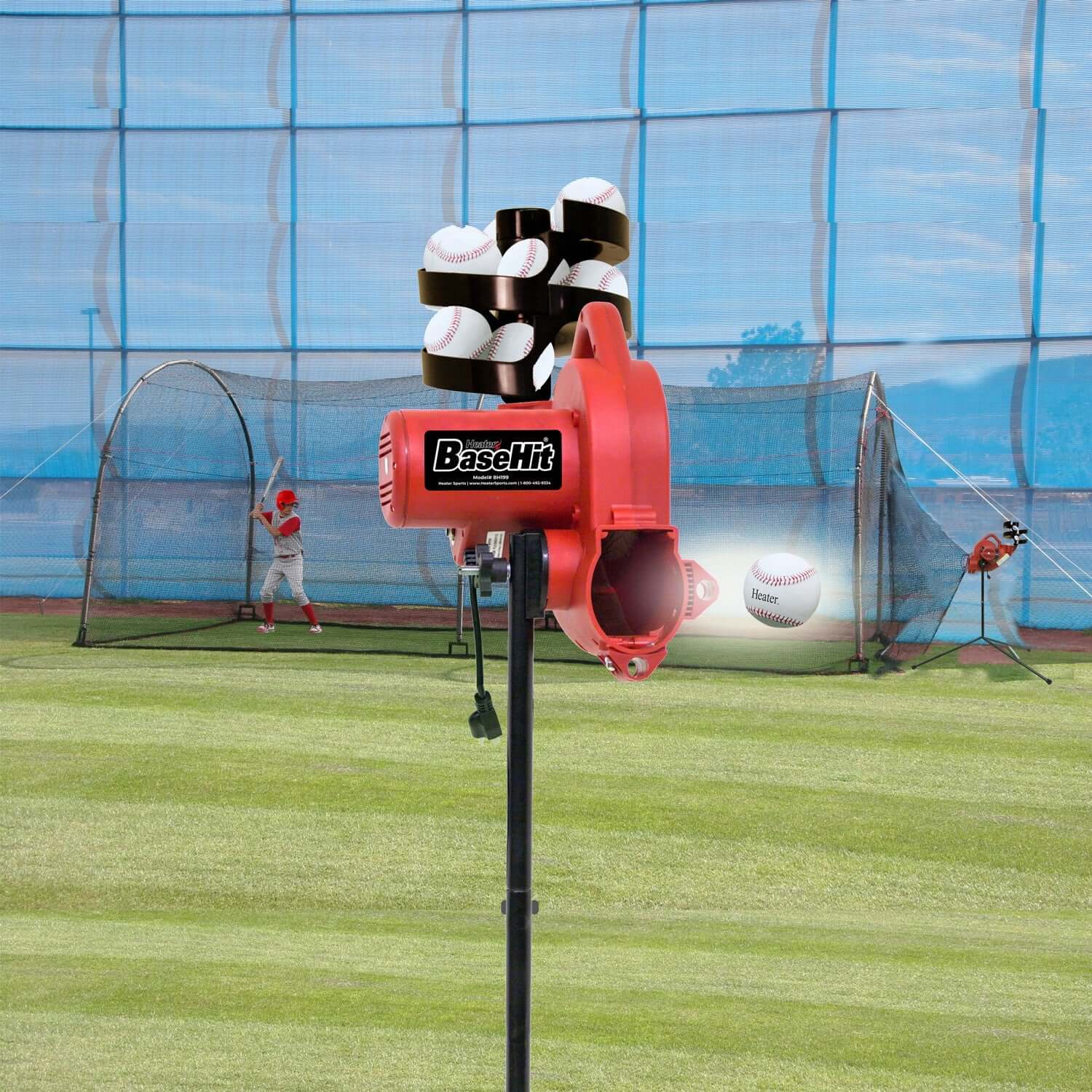 Real Ball Pitching Machine w/Auto Ball Feeder & 24’ Home Batting Cage Combo - Pitch Machine Pros