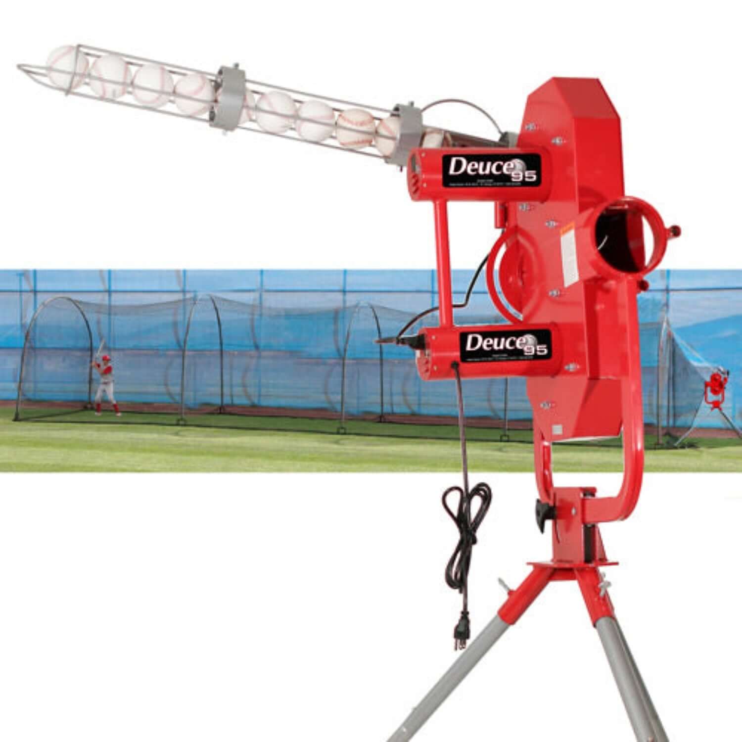 95 MPH Real Ball Pitching Machine &  48' Batting Cage Combo Deal-Heater Sports - Pitch Machine Pros