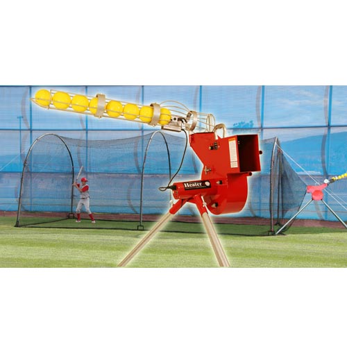 Baseball/Softball Pitching Machine w/Auto Ball Feeder & 24' Batting Cage Combo - Pitch Machine Pros