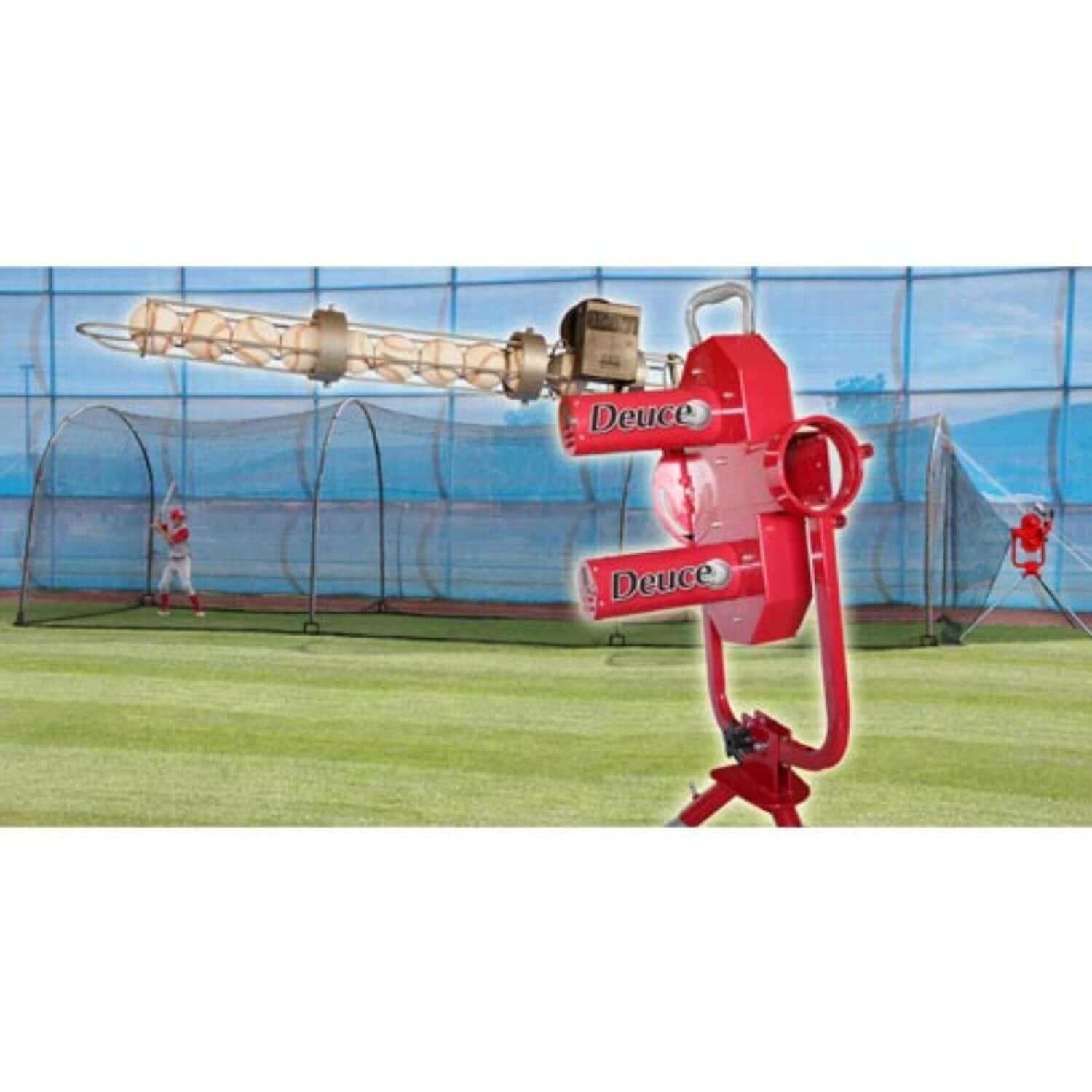 75 MPH Pitching Real Ball Machine with Xtender 36' Batting Cage - Pitch Machine Pros