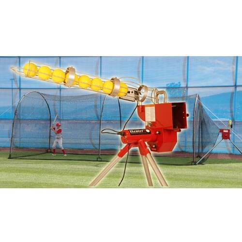 Real 12" Fast-Slow Pitch Softball Pitching Machine w Feeder & 24' Batting Cage Combo - Pitch Machine Pros